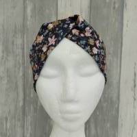 Knotenhaarband/Stirnband Jersey floral auf dunkelblau Bild 4