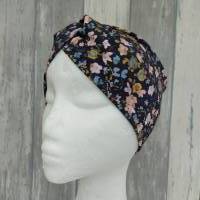 Knotenhaarband/Stirnband Jersey floral auf dunkelblau Bild 5