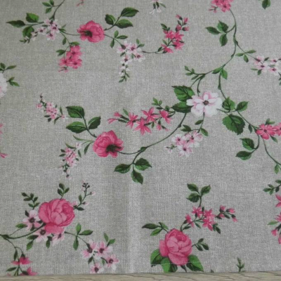 Mitteldecke - Platzset - Deckchen Leinenoptik mit romantischen Rosen Ranken 45 x 45 cm