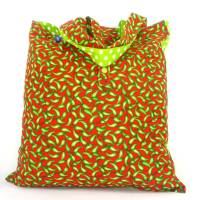 Einkaufsbeutel mit grünen Chili, faltbar, Stofftasche, Baumwollbeutel Bild 1