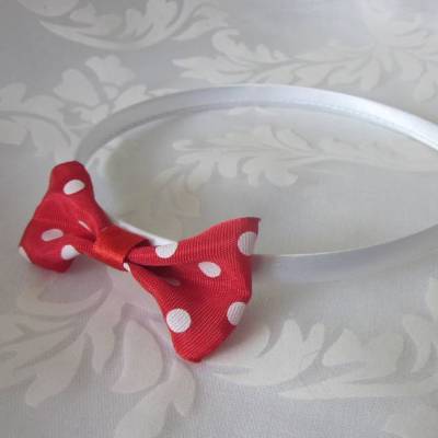 Hübscher Haarreif in Rot und Weiß Polka Dots Punkte mit Schleife 