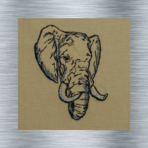 Stickdatei Elefantenkopf 1 - 10 x 13 Rahmen - afrikanische Stickmotive, Wüstentiere, digitale Stickdatei, Nadelmalerei, Bild 1
