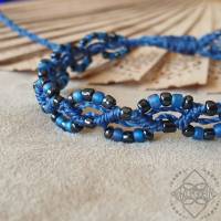 Fussband mit blauen & schwarzen Glasperlen - größenverstellbar - Makramee Bild 3