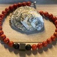 Traumhaft schöne handgefertigte Schaumkorallen Kette in Kombination mit Lavastein,Extravagante rote Perlenkette Bild 1