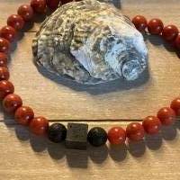 Traumhaft schöne handgefertigte Schaumkorallen Kette in Kombination mit Lavastein,Extravagante rote Perlenkette Bild 6