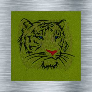 Stickdatei Tigergesicht bunt - 14 x 14 Rahmen - Afrika Tiere, Wüstentiere, Steppentier Stickmotiv, digitale Stickdatei, Bild 1