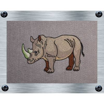 Stickdatei Nashorn bunt + uni - 13 x 18 Rahmen - Afrika Tiere, Wüstentiere, Steppentier Stickmotiv, digitale Stickdatei