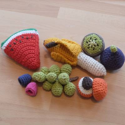 Häkelanleitung Früchte für Kaufladen und Kinderküche, 7 Sorten, pdf-Datei