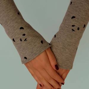 Pandabär Armstulpen mit kuscheliger Fleece-Innenseite doppelseitiger Stoff - Geschenke für Frauen - 1 Paar Panda Stulpen Bild 6