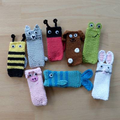 Häkelanleitung Wassereis-Taschen mit Tiermotiv, 8 Modelle, pdf-Datei