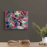 DIMENSIONS - abstraktes Acrylbild lila-türkis-rosa-schwarz-weiß 50cmx40cm - Christiane Schwarz Bild 3