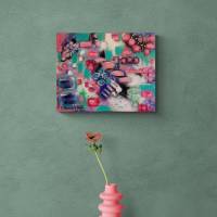 DIMENSIONS - abstraktes Acrylbild lila-türkis-rosa-schwarz-weiß 50cmx40cm - Christiane Schwarz Bild 4