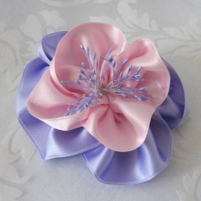 Haarklammer Stoffblume Haarblüte Flieder Rosa 