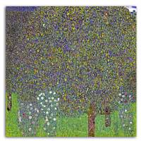 Garten - Rosenbüsche unter Bäumen Leinwandbild Druck - Gustav Klimt 1905 Vintage Bilder - Wandbild bunt - Großformat Bild 1