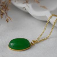 Kette Jade grün, Gold, Oval, Edelstein grün Kette, grüne Jade Anhänger, Halskette grüner Stein, grüne Kette, Edelstahl Bild 7