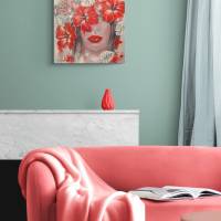 MYSTERIOUS LOVE - Acrylgemälde mit Hibiskus und Frangipani 60cmx60cm Bild 7