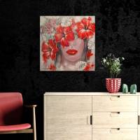 MYSTERIOUS LOVE - Acrylgemälde mit Hibiskus und Frangipani 60cmx60cm Bild 8