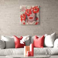 MYSTERIOUS LOVE - Acrylgemälde mit Hibiskus und Frangipani 60cmx60cm Bild 9