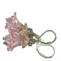 Ohrringe Knospen funkelnd in rosa irisierend Glasperle handgemacht candy colour im Edelhippy look zum boho chic Bild 2