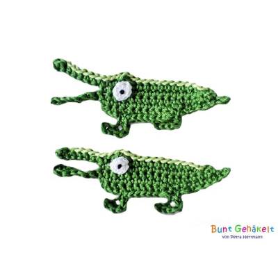 Krokodil gehäkelte Applikation Häkelapplikation Aufnäher Krokodilapplikation Häkelkrokodil