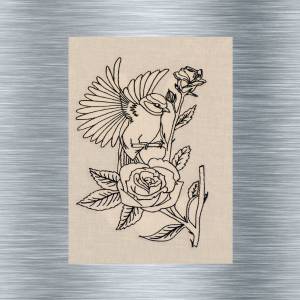 Stickdatei Meisen mit Rosen uni / bunt - 13 x 18 Rahmen - Botanische Stickmotive, Blumenstickerei, Rosen Bild 5