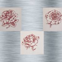 Stickdatei Redwork Rosenset 1  - 10 x 10 Rahmen - Botanische Stickmotive, Blumenstickerei, digitale Stickdatei Bild 1