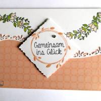 Aufwendig gestaltete Rosa/Weiße Hochzeitskarten Stampin’Up Handarbeit Bild 2