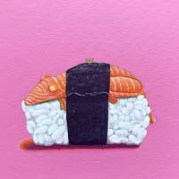 Der Sushi-Frosch, Nigiri, Sake Nigiri, Sushi Bild, Froschkönig, Froschbild, Originalbild, Acrylmalerei, Unikat Bild 3
