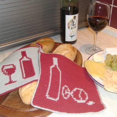 DIY Häkelanleitung Doubleface-Topflappen Wein (PDF)