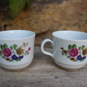 2 Kaffeetassen Teetassen Rosen Blumen Dekor Kahla Porzellan DDR Bild 1
