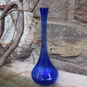 filigrane Vase Solifleurvase blaues Glas mundgeblasen Lauscha 70er Jahre Vintage DDR Bild 3