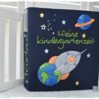 Kindergartenordner, Portfolio, Ordnerhülle mit Rakete, Planeten und Sterne, personalisierbar Bild 6