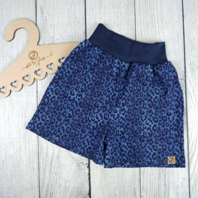 Gr. 140 kurze Sommer Shorts Jeanslook Leoparden Muster