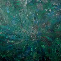 Acrylbild SILBERREGEN Acrylmalerei Gemälde abstrakte Kunst auf Keilrahmen grünes Bild Malerei Kunst direkt vom Künstler Bild 1