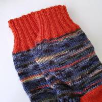 Handgestrickte Socken für Kinder, Jungs und Mädels, Gr. 29/30, Wollsocken Kindersocken blau-grau meliert und orange-rot Bild 3