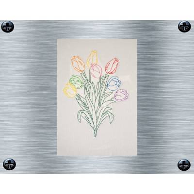 Stickdatei Tulpenstrauss uni / bunt - 13 x 18 Rahmen - Botanische Stickmotive, Blumenstickerei, Tulpen