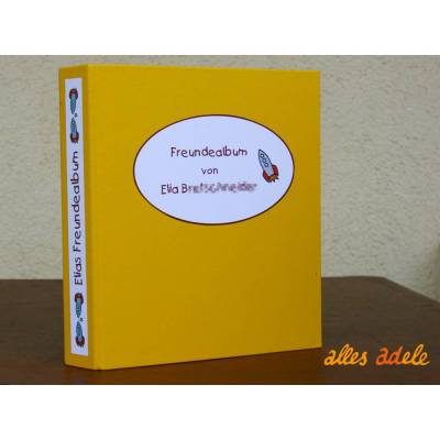 Freundebuch nach Maß - gelb | Freundealbum mit Namen und Wunschmotiv