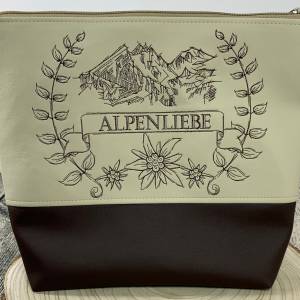 Alpenliebe Tasche Milow beige/braun Handmade bestickt - aus Kunstleder mit passendem Schultergurt - Tasche - Handtasche Bild 2