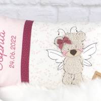 Personalisiertes Kissen zur Geburt oder Taufe, mit Schmetterlings Teddy Bild 2