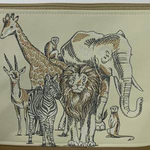 Tiere der afrikanischen Savanne, besondere Umhängetasche in sandigen Farben, aus Kunstleder mit passendem Schultergurt Bild 2