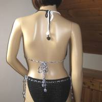 Bikini, Häkelbikini in schwarz-weiß aus Baumwolle mit Elasthan Bild 4
