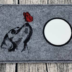 Labrador - Hund - Filz Untersetzer Tassenteppich MugRug Polyesterfilz grau bestickt Tischdeko praktisch Bild 2