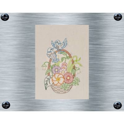 Stickdatei Blumenkorb uni + bunt- 13 x 18 Rahmen - Botanische Stickmotive, Blumenstickerei, Redwork Stickerei