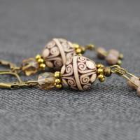 Ohrringe mit Perlen in braun und creme, Inka Design Bild 1