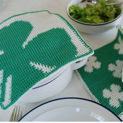 DIY Häkelanleitung Doubleface-Topflappen Klee (PDF)