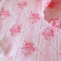 Kissenbezug in rosa und weiß mit Rosen, Kopfkissenbezug Bettwäsche aus Bauernstoff - Vintage Landhauslook Bild 1