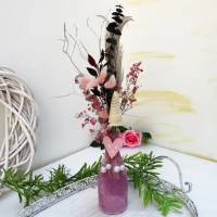 Trockenblumenstrauß mit Vase rosa-natur Bild 1
