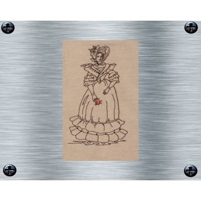 Stickdatei Biedermeier Dame_1 - 13 x 18 Rahmen - antike Stickmotive, Redwork, Epoche, digitale Stickdatei, Nadelmalerei,
