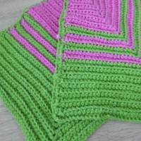 Topflappen Untersetzer aus Baumwollgarn in grün und rosa-  Unikat Bild 3