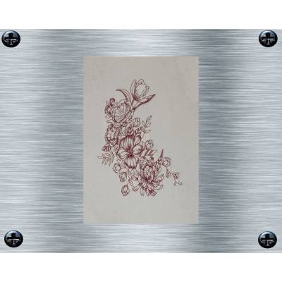 Stickdatei Redwork Blumenranke drei - 20 x 30 Rahmen - Botanische Stickmotive, Blumenstickerei, Blumen